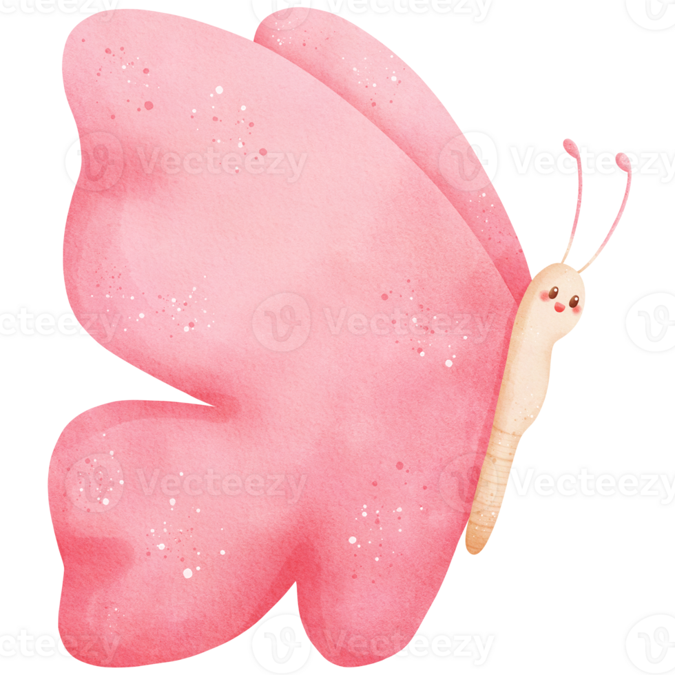 Watercolor Pink Butterfly Illustration png