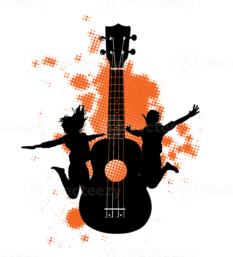 silhouette guitar and woman png transparent