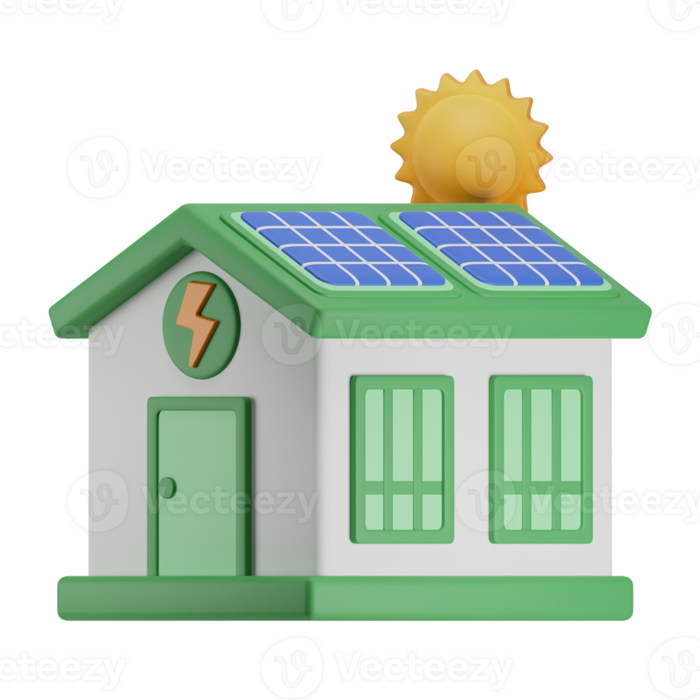 3d solar casa ícone png