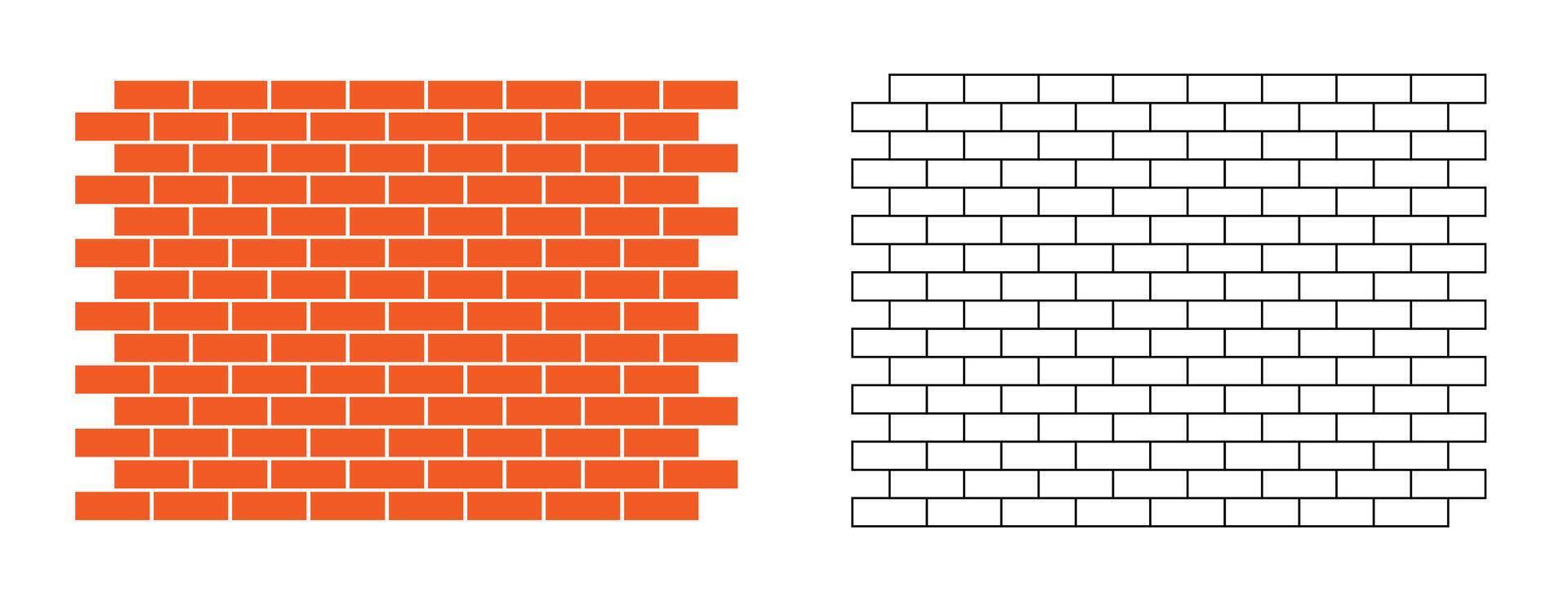 Brick wall icons trendy flat line art style vectors. vector