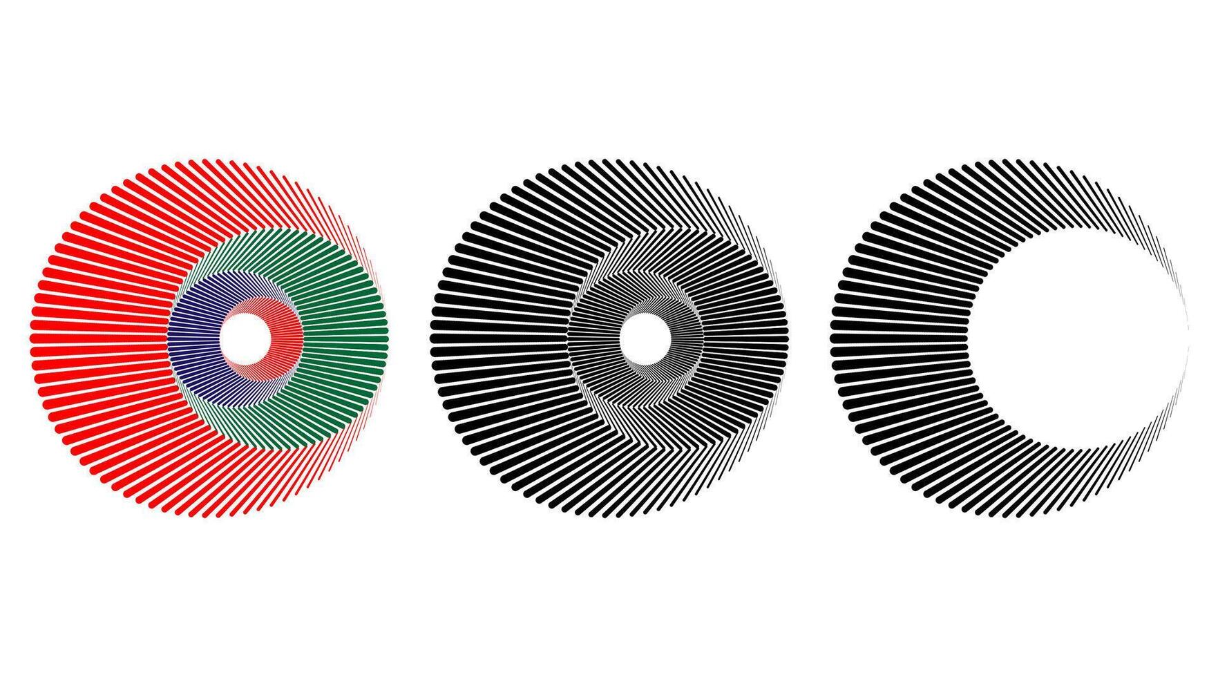 Radial speed line perspective radius stroke vector. Rotating circle like. vector