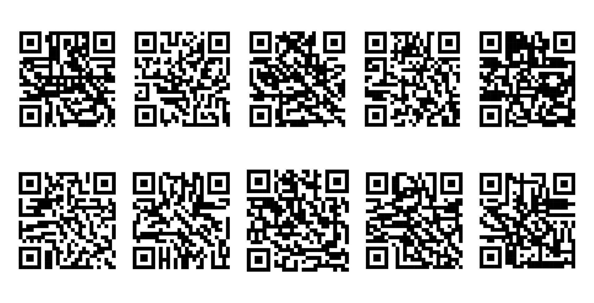 Black qr code vector square icon on white background.