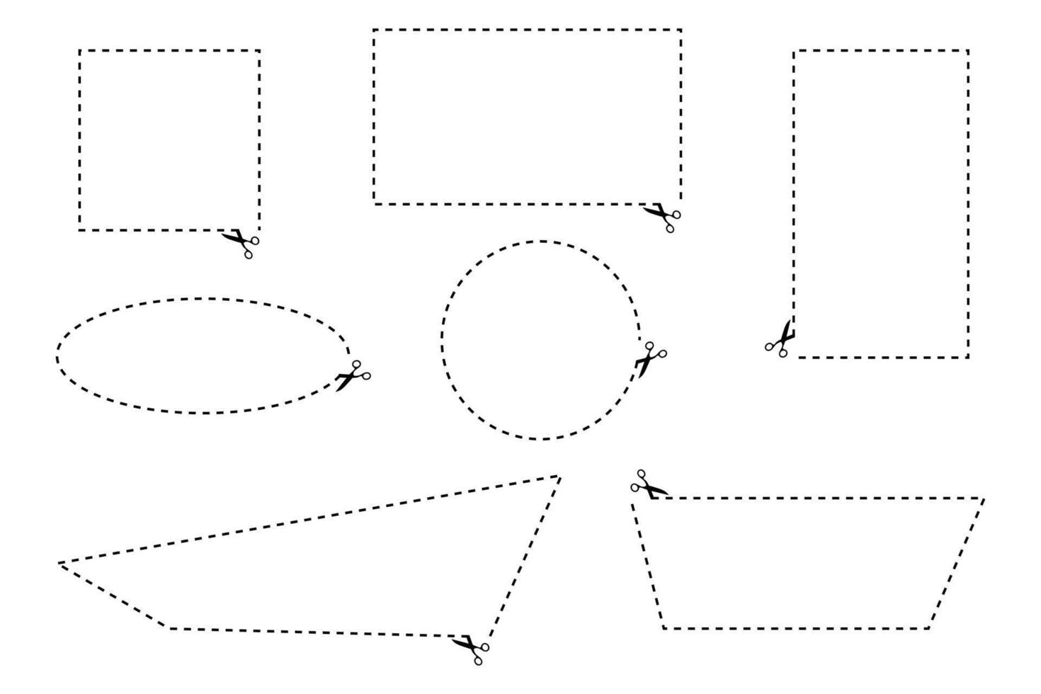 Vector scissors icon, dotted lines with scissors symbols, cutting line with scissors.