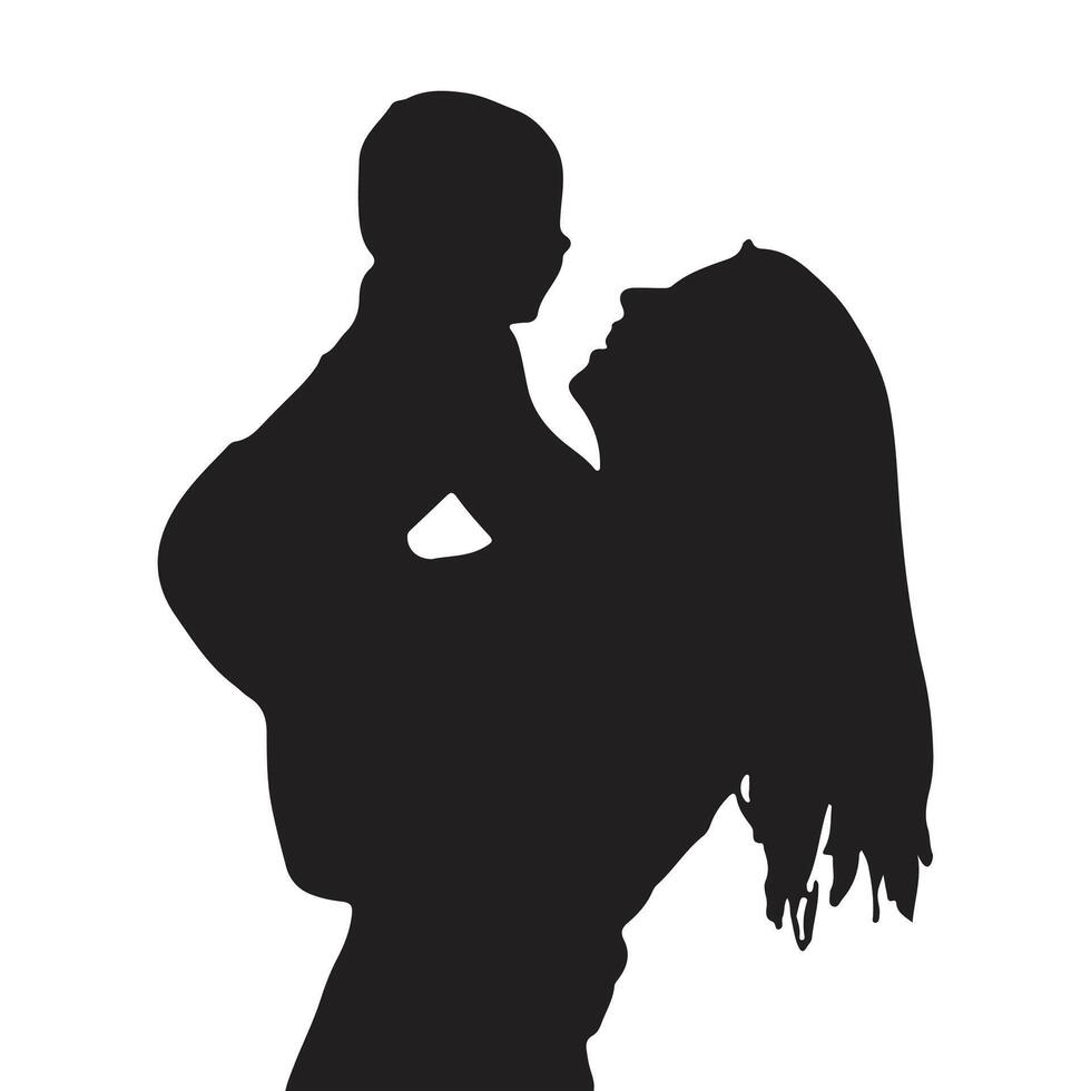 Mother holding her newborn, silhouette vector