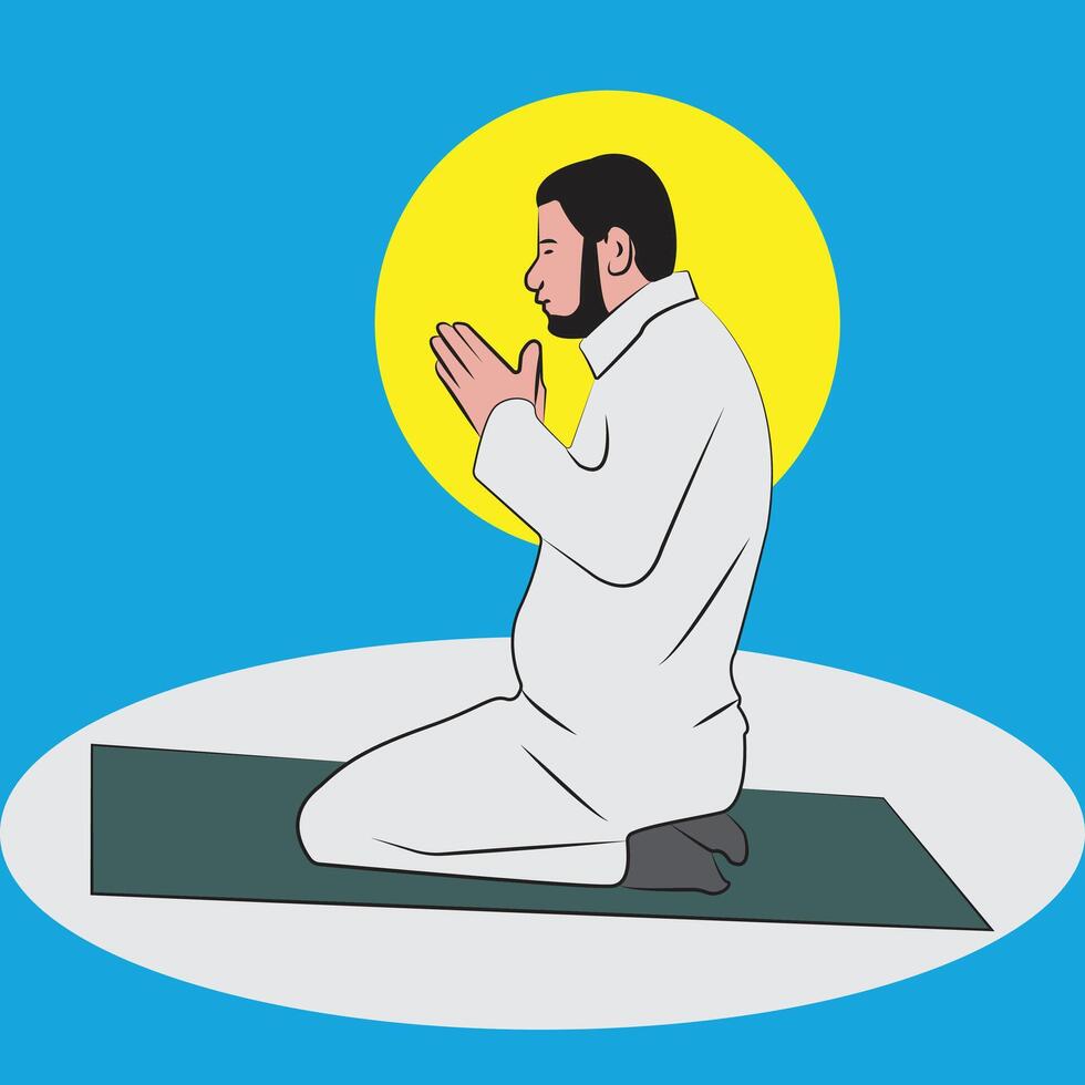 man praying with doa, vector illustration