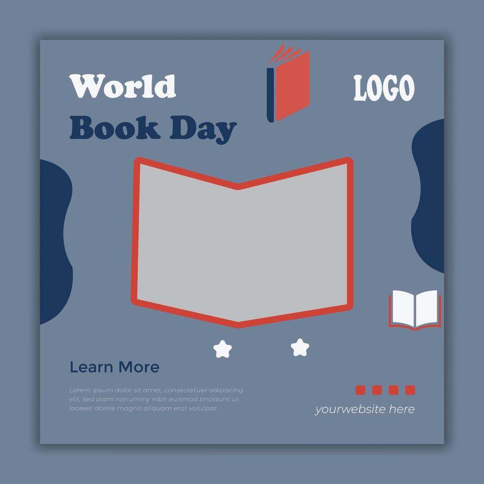 abstract World Book Day social media post template vector