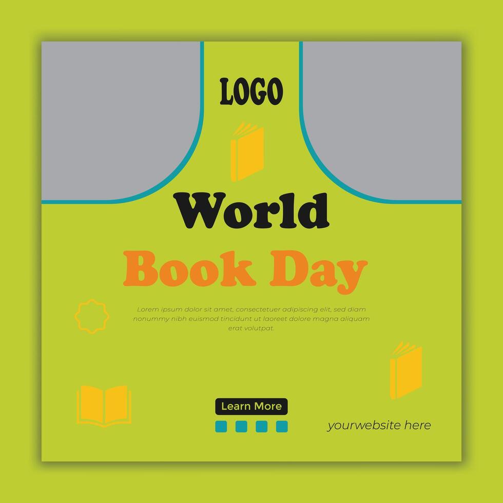 abstract World Book Day social media post template vector