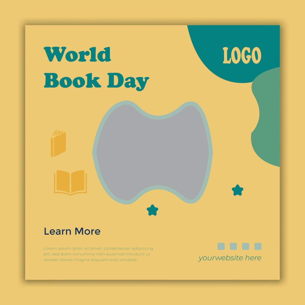 abstract World Book Day social media post template vector
