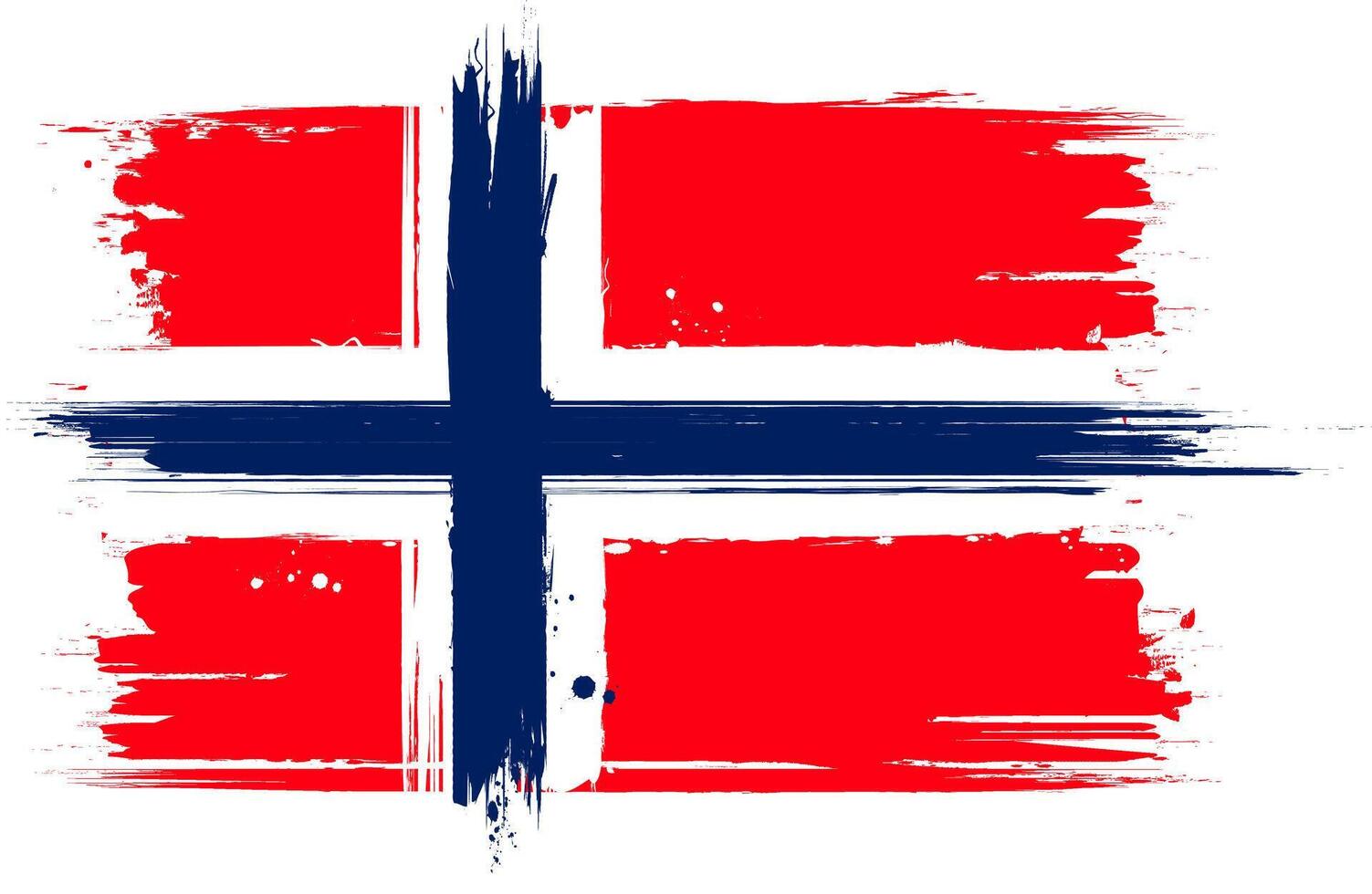 Vector Norwegian Flag Rough Brush Stroke Painting