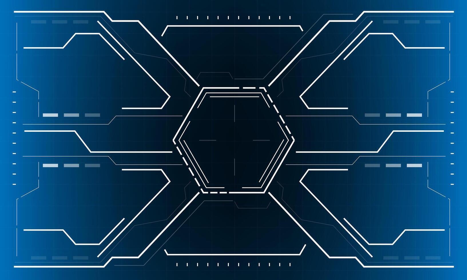 HUD sci-fi interface screen view white hexagon geometric design virtual reality futuristic technology creative display on blue vector