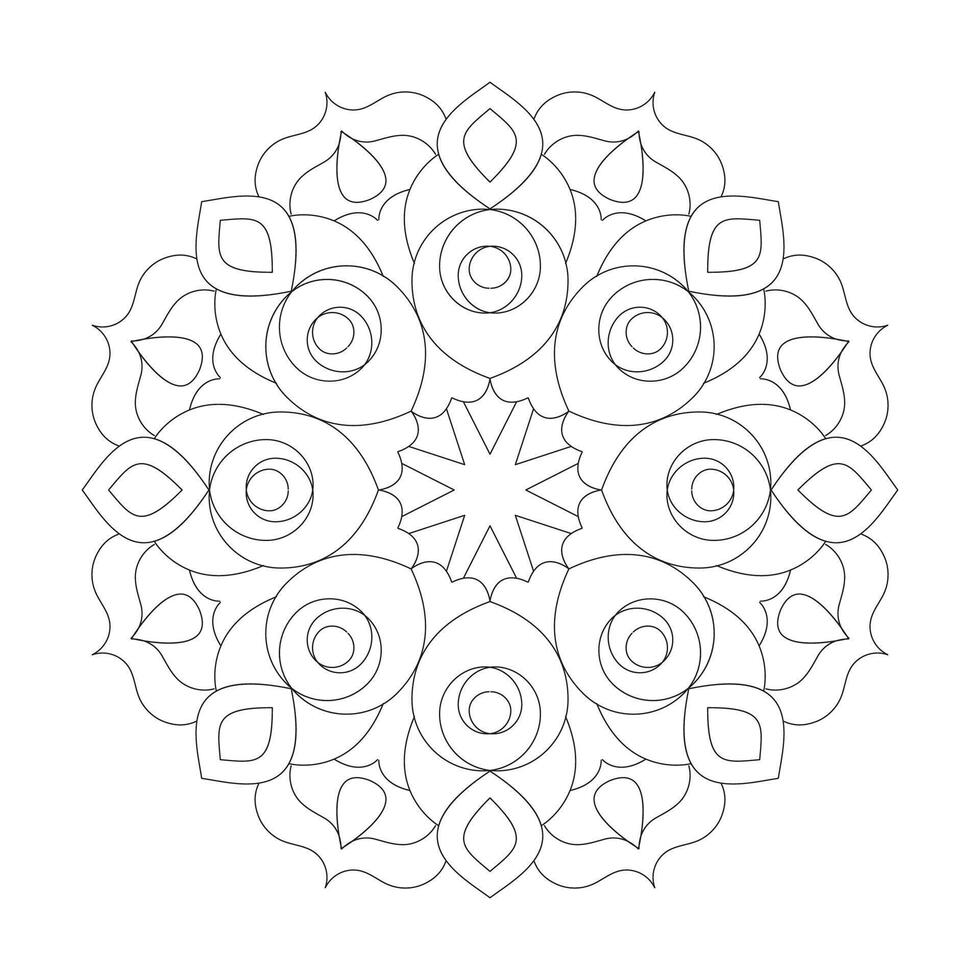 Easy flower design Mandala Coloring book page vector file