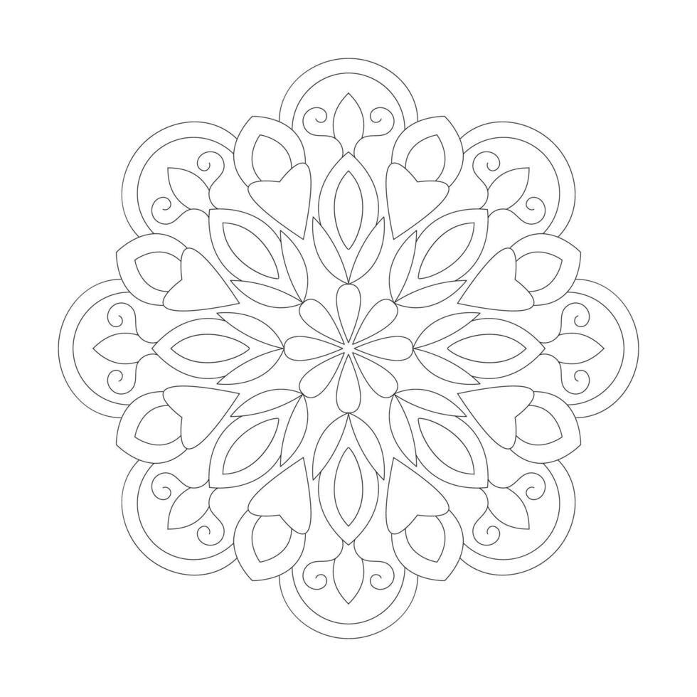 Floral Coloring book Simple Mandala design page vector file