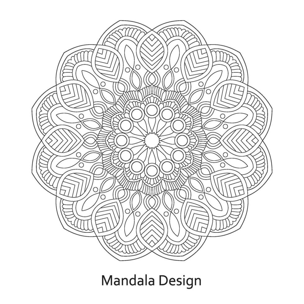 Adult Tranquil Blomssoms Mandala Design Coloring book page vector file