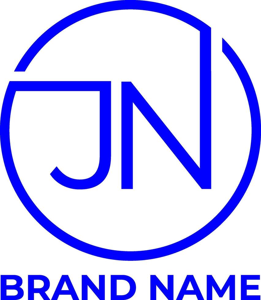 JN letter initial circle logo design vector