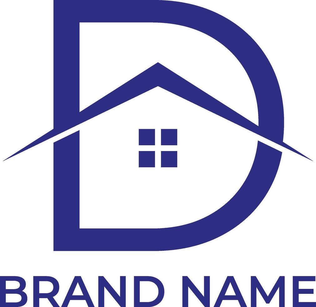 D house initial letter logo design vector