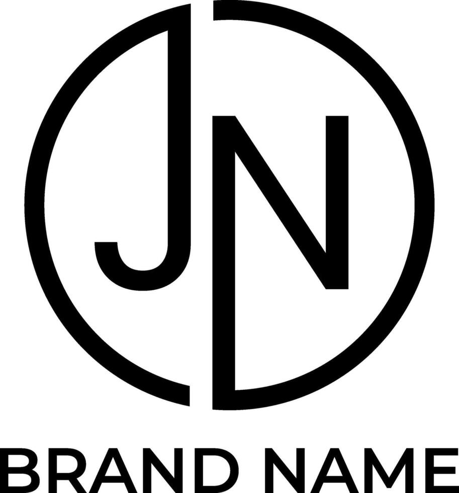 JN letter circle initial logo design vector