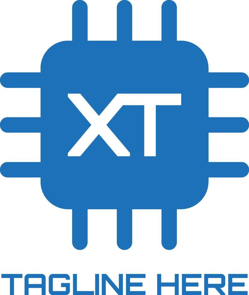 xt inicial chip icono de tecnología vector