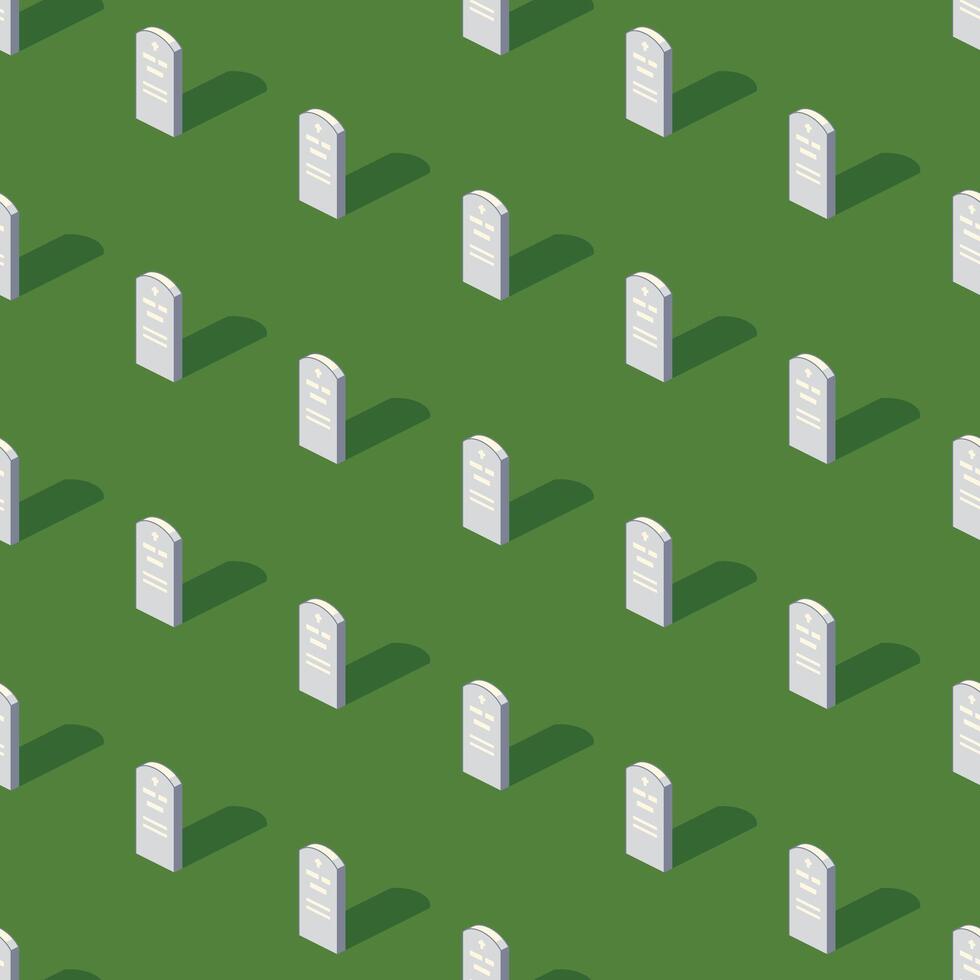 Isometric cemetery graveyard seamless pattern background vector