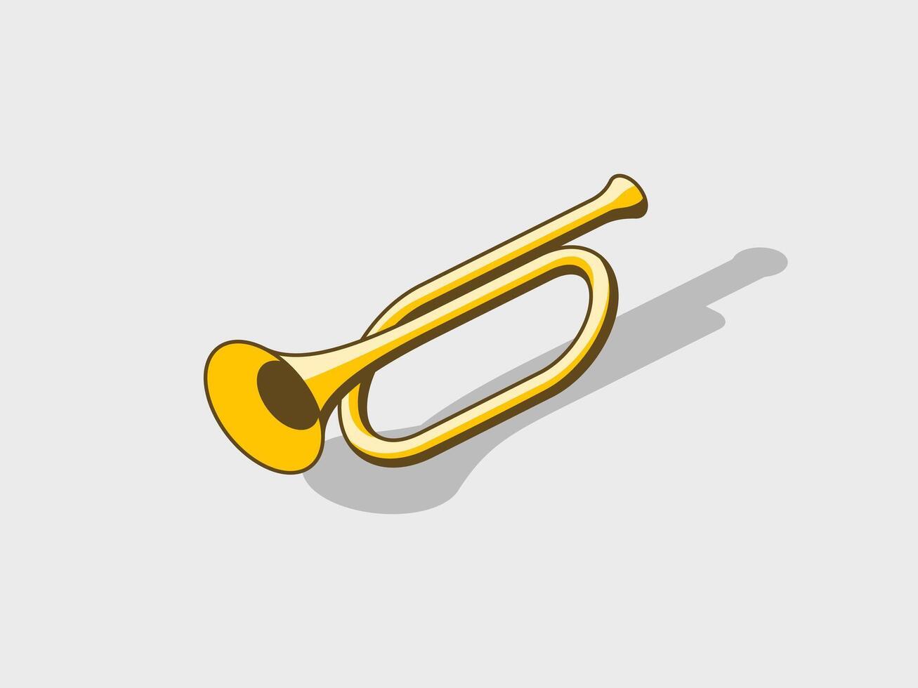bugle trompeta isométrica vector ilustración con sombra