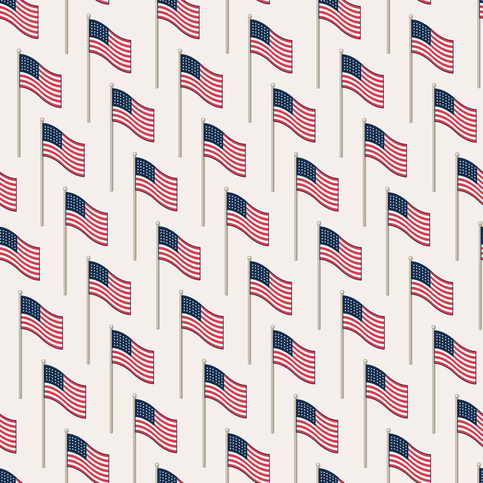 Isometric US American flag seamless pattern background vector