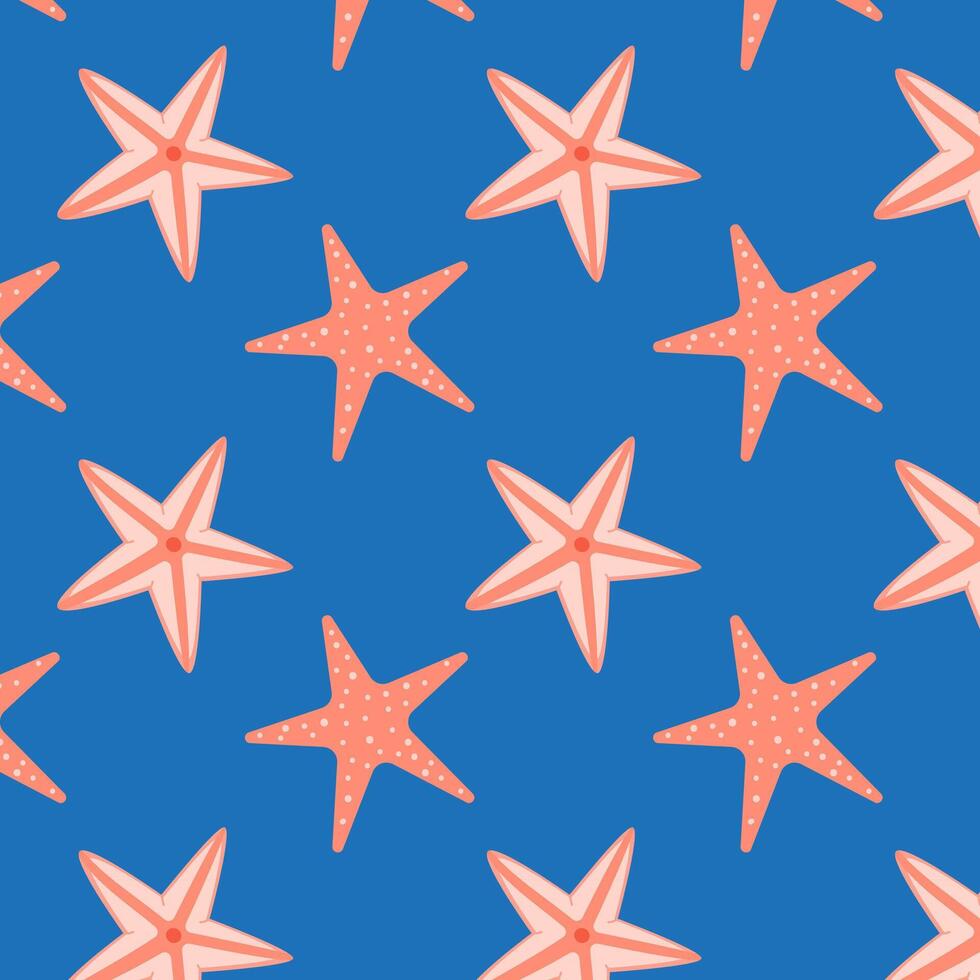 Seamless pattern of starfish on blue background vector