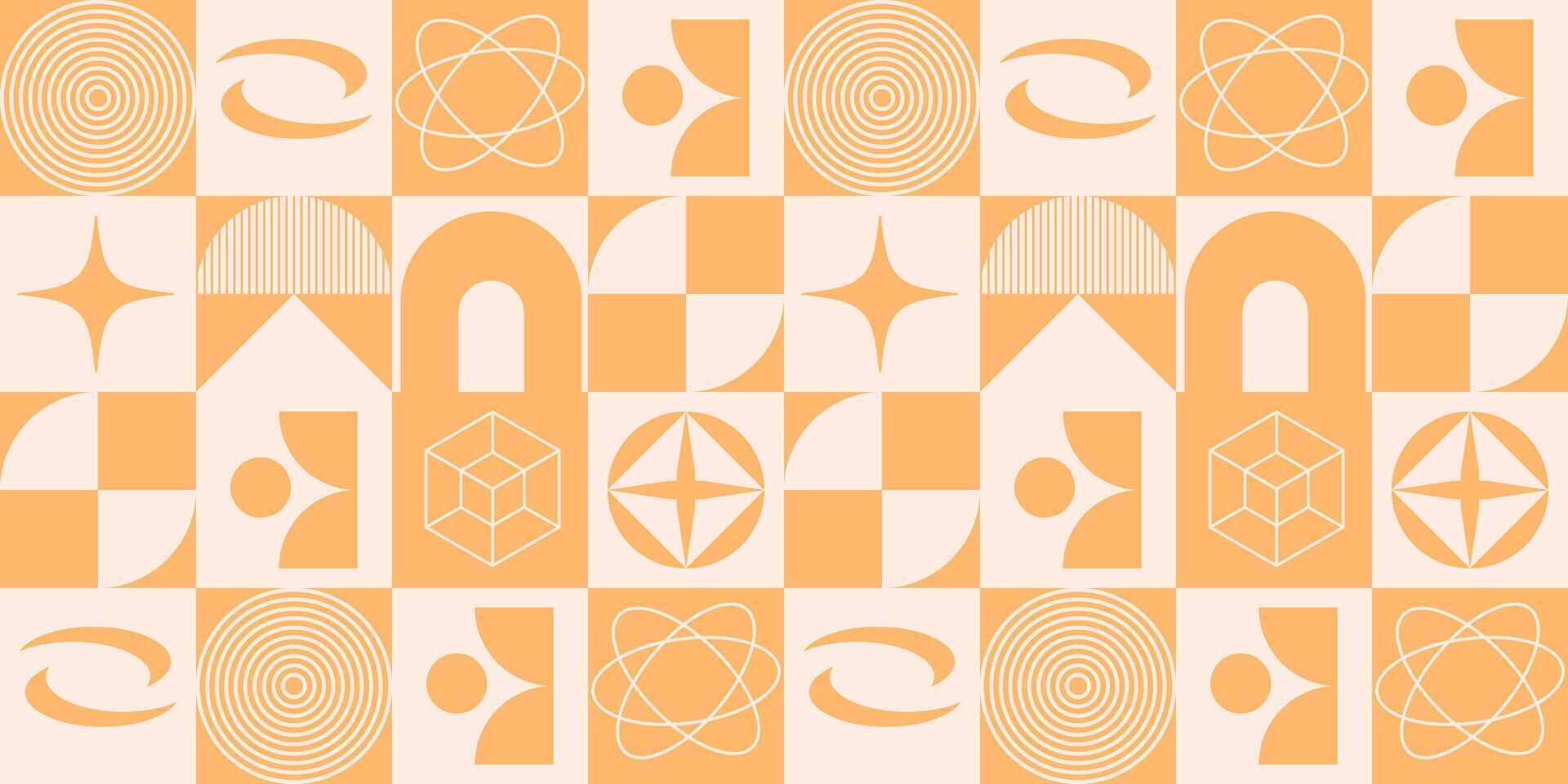 Brutalist style geometric pattern Peach Fuzz color. vector