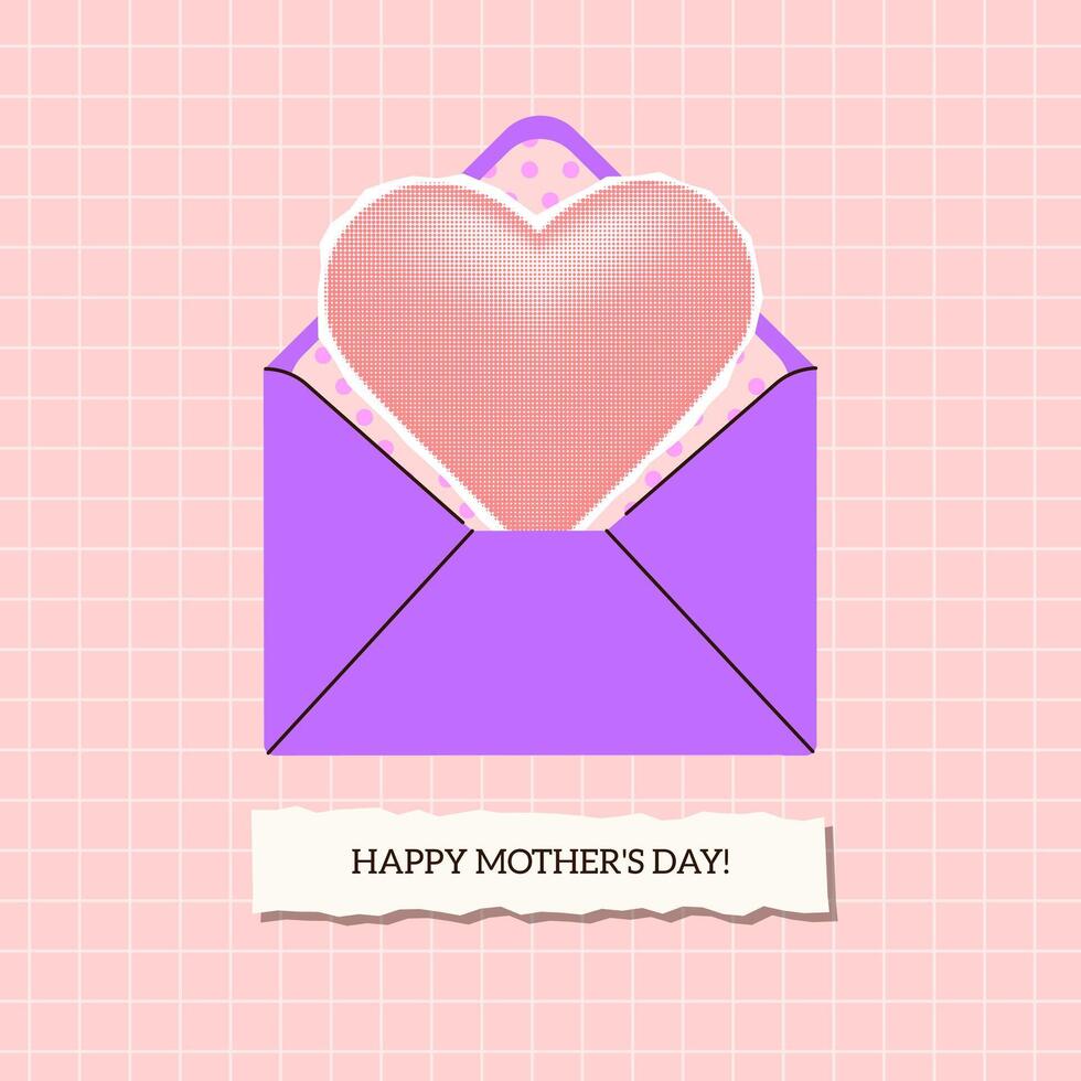 Happy Mother's Day Retro Greeting Halftone collage vector