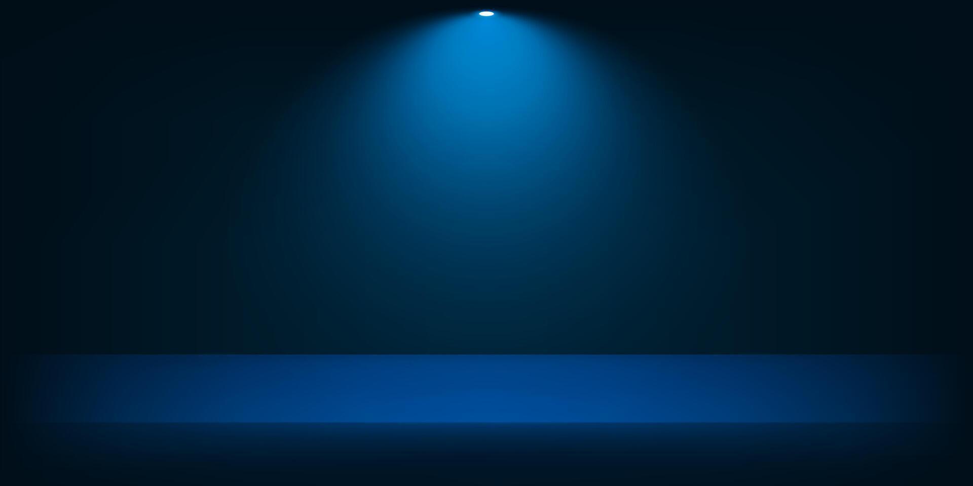 Empty Blue navy studio room background. Empty room with light effects. Template mock up for display of product, Business backdrop. Vector illustration.