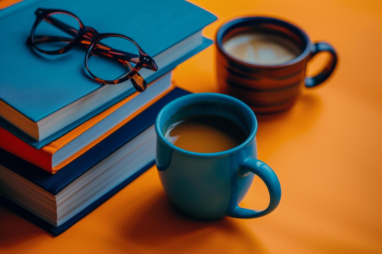 AI generated Stack of Books and Coffee Cup photo