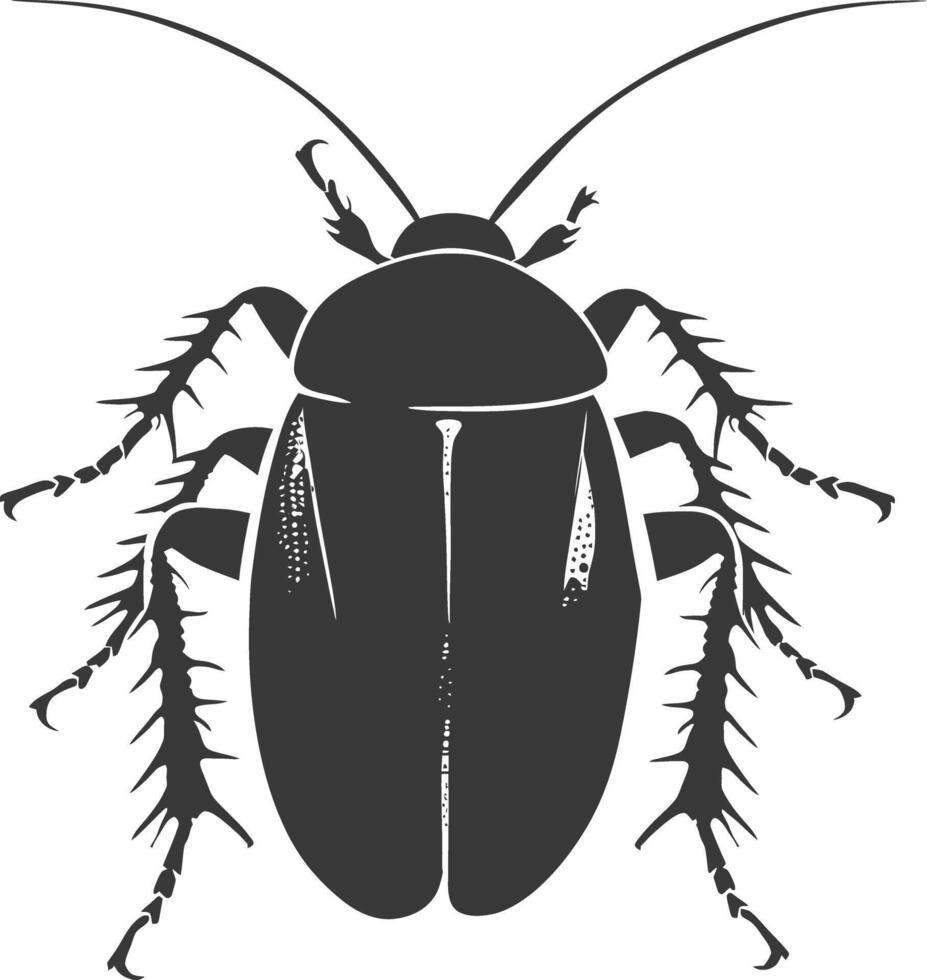 AI generated Silhouette Cockroach bug animal black color only full body vector