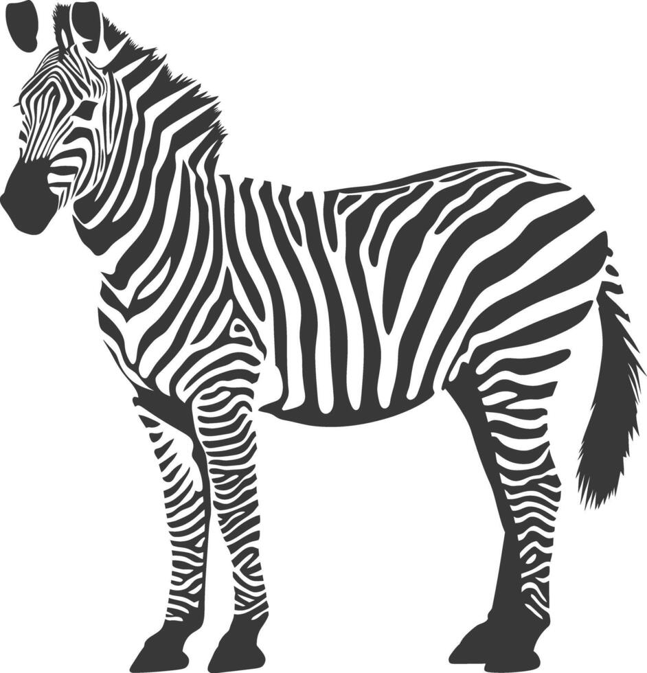 AI generated Silhouette zebra animal black color only vector