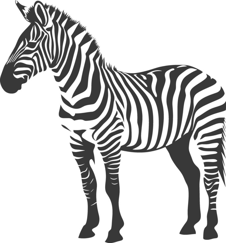 AI generated Silhouette zebra animal black color only vector