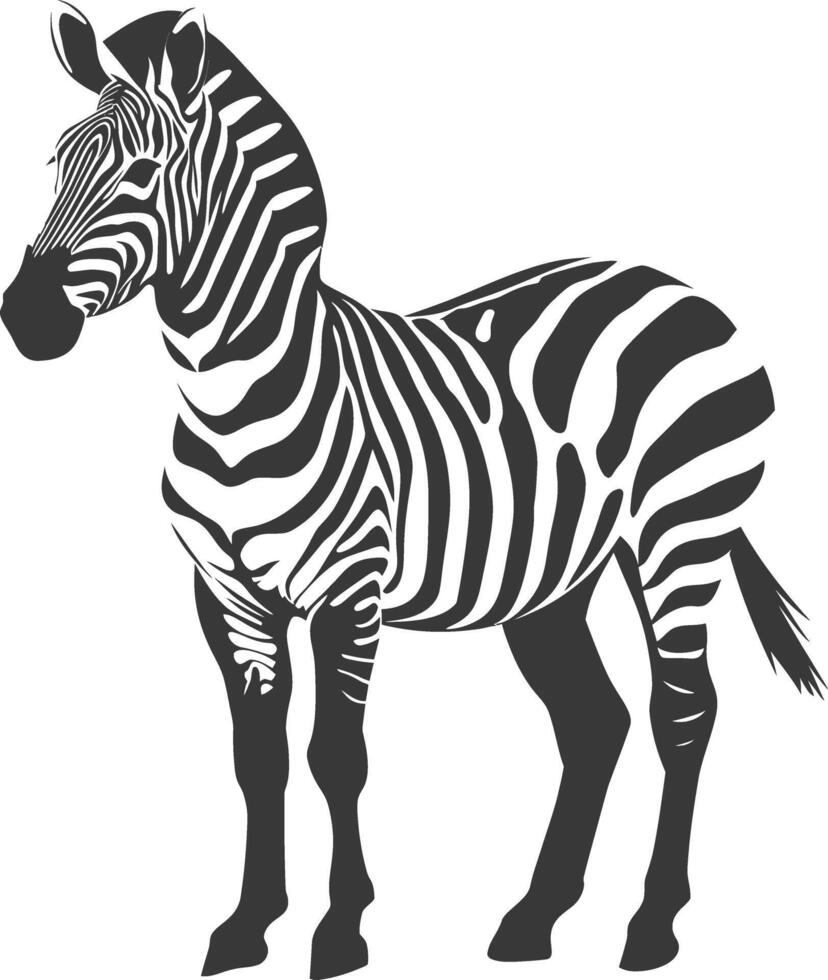 AI generated Silhouette zebra animal black color only vector