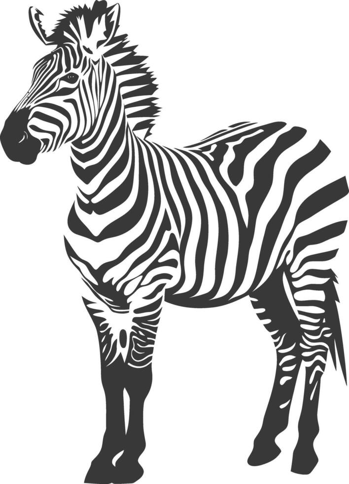 AI generated Silhouette zebra animal black color only vector
