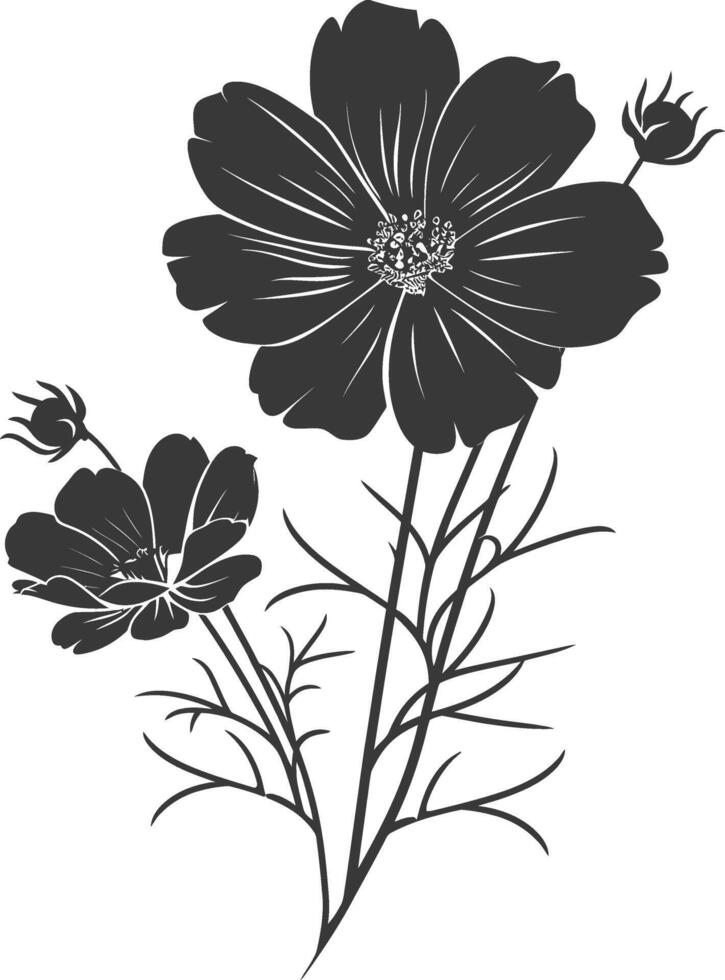 ai generado silueta cosmos flor negro color solamente vector