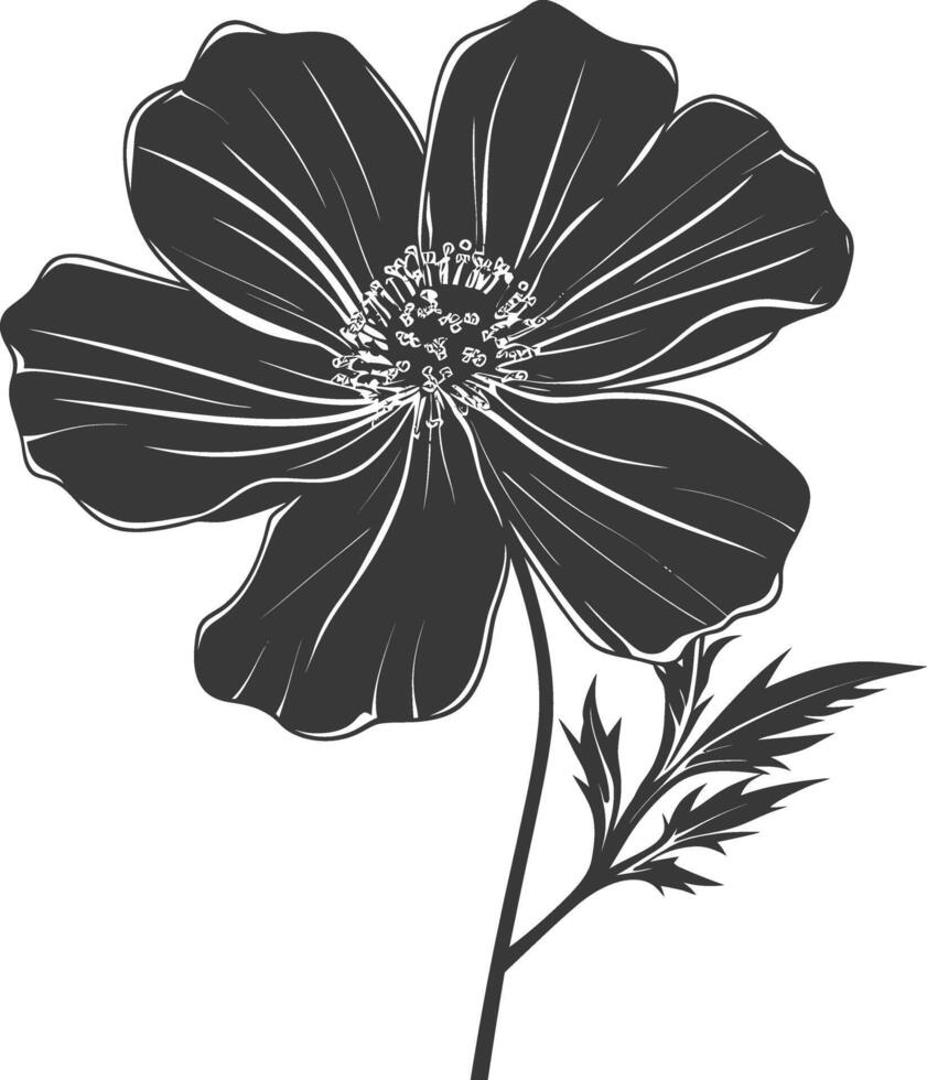 AI generated Silhouette cosmos flower black color only vector