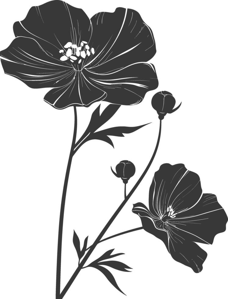 AI generated Silhouette cosmos flower black color only vector