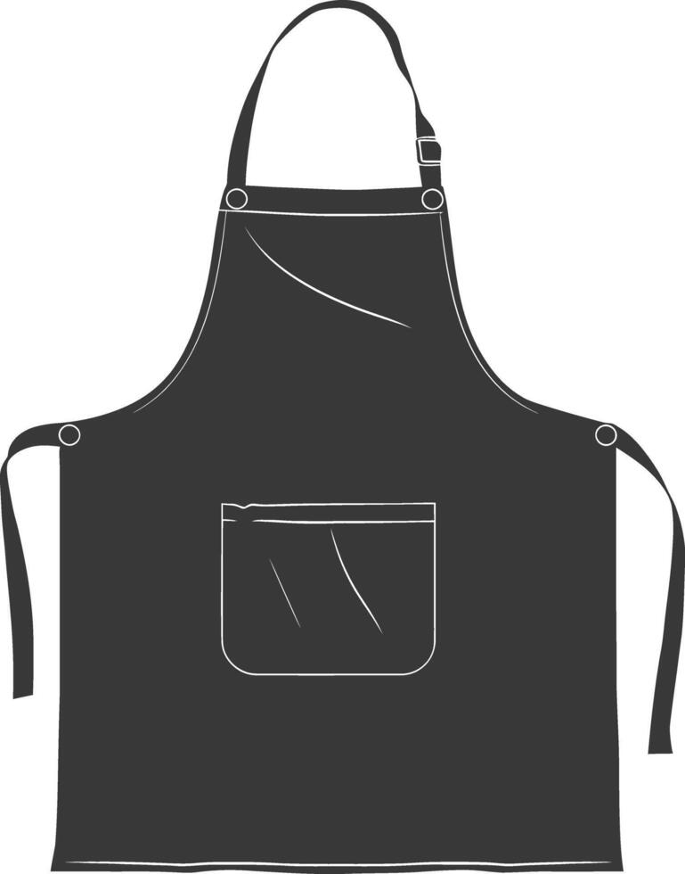 AI generated Silhouette apron kitchen equipment black color only vector