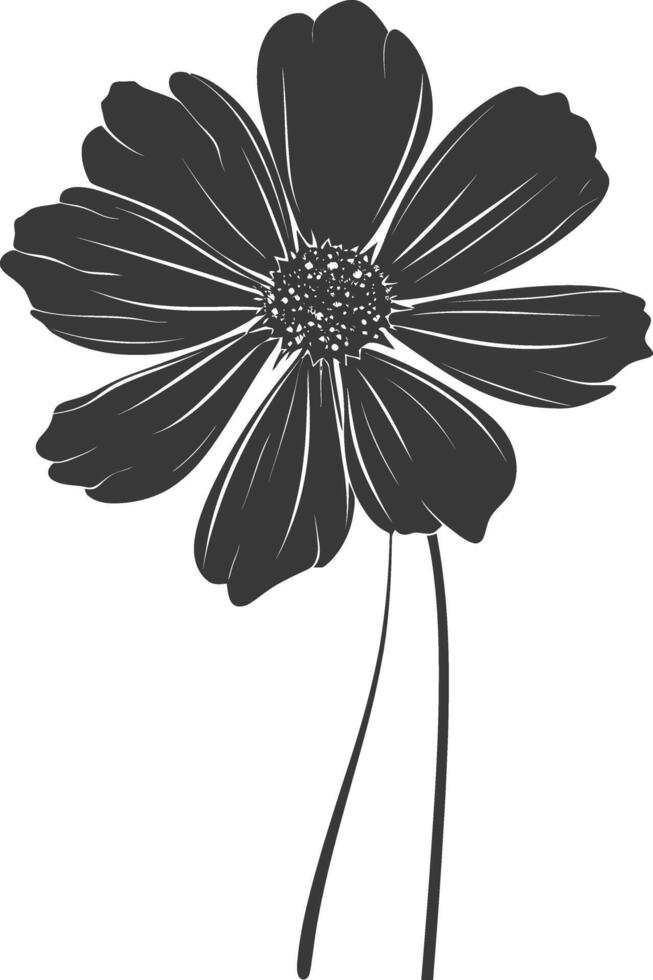 AI generated Silhouette cosmos flower black color only vector