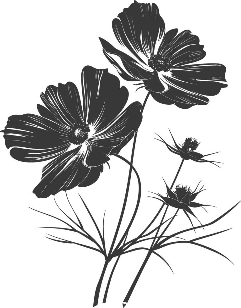 ai generado silueta cosmos flor negro color solamente vector