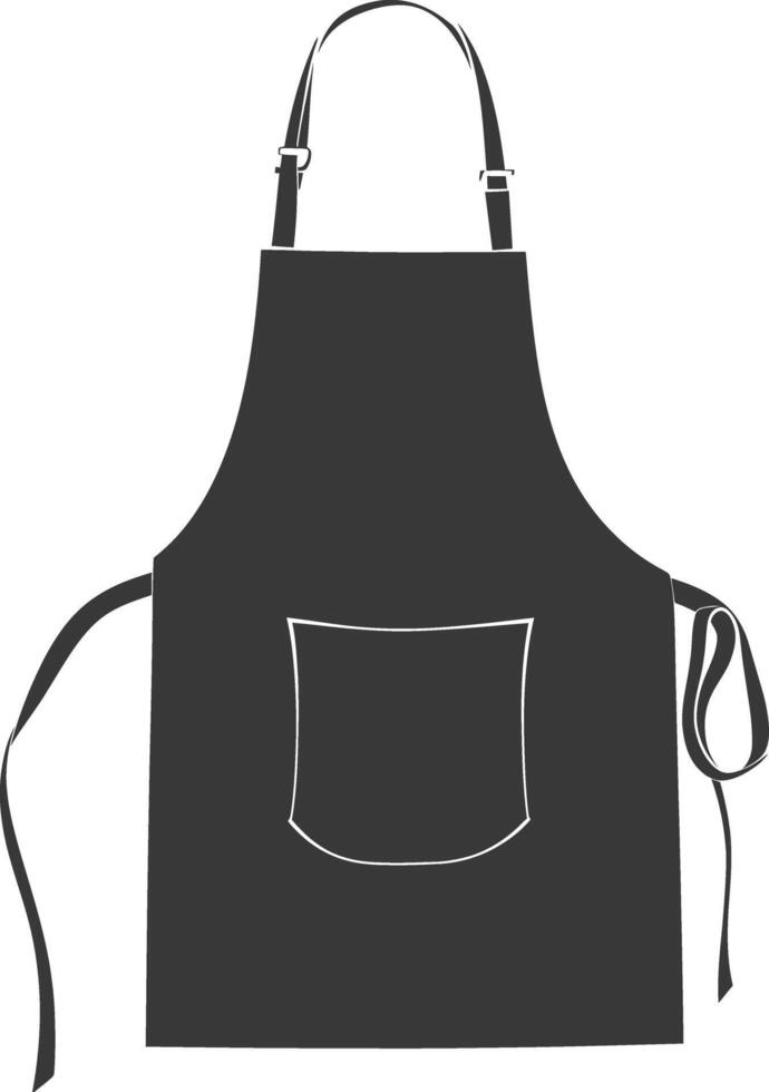 AI generated Silhouette apron kitchen equipment black color only vector