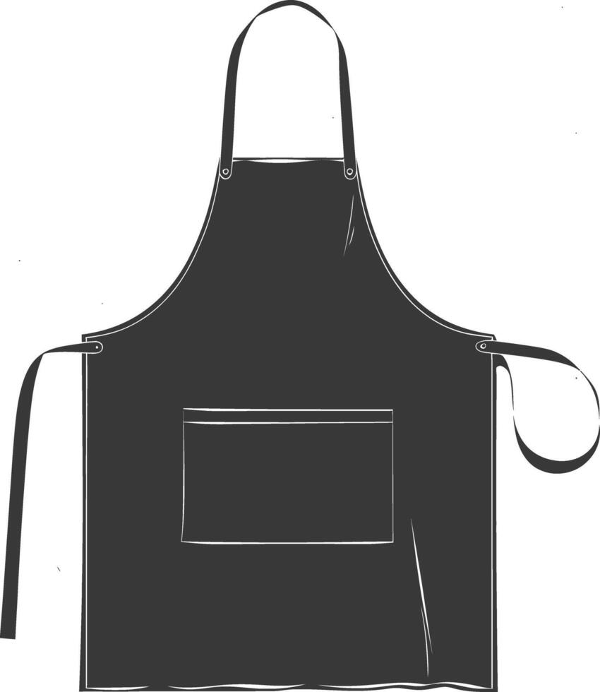 AI generated Silhouette apron kitchen equipment black color only vector