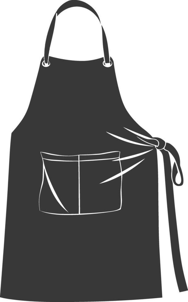 AI generated Silhouette apron kitchen equipment black color only vector