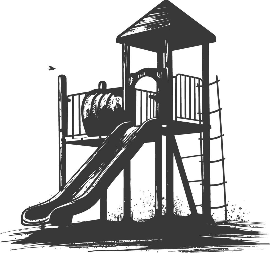 AI generated silhouette abandoned playground black color only vector