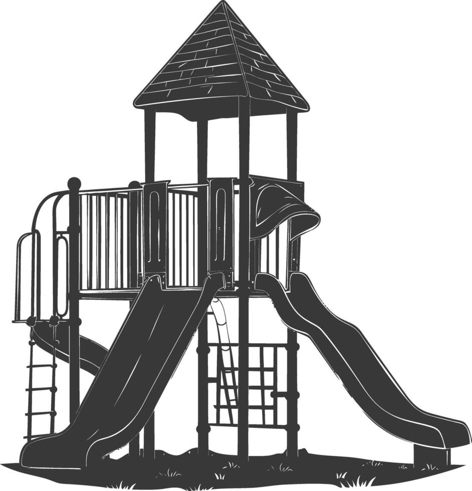 AI generated silhouette abandoned playground black color only vector