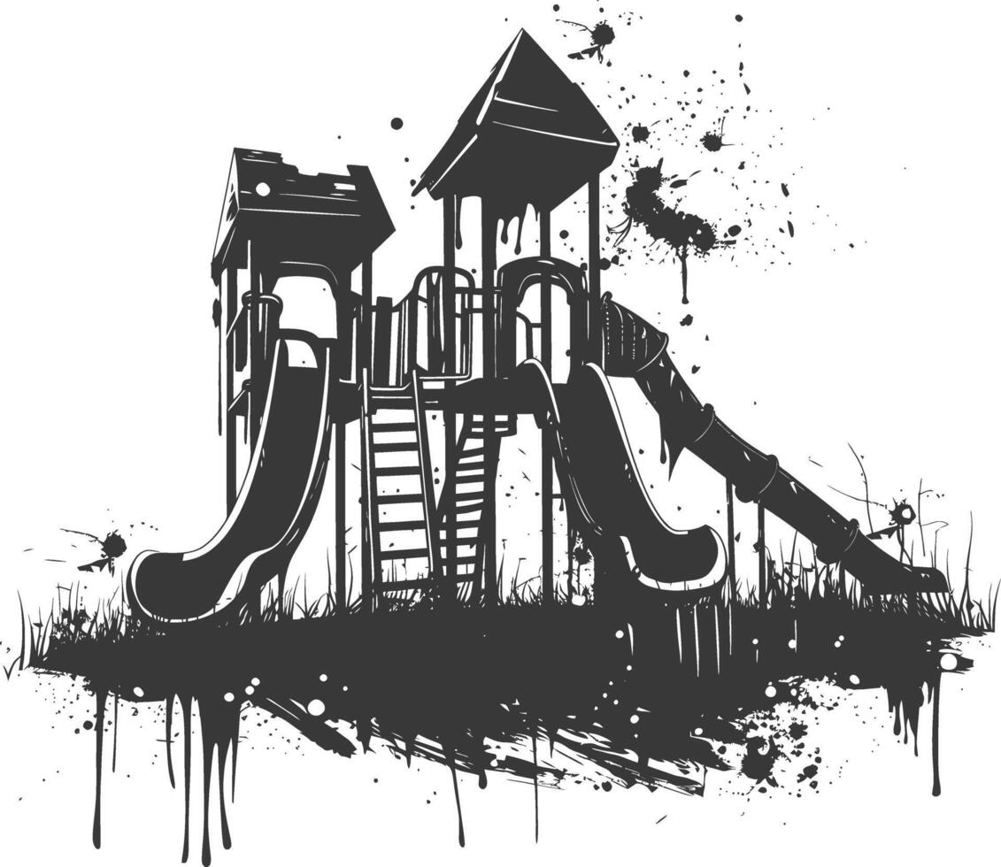 AI generated silhouette abandoned playground black color only vector