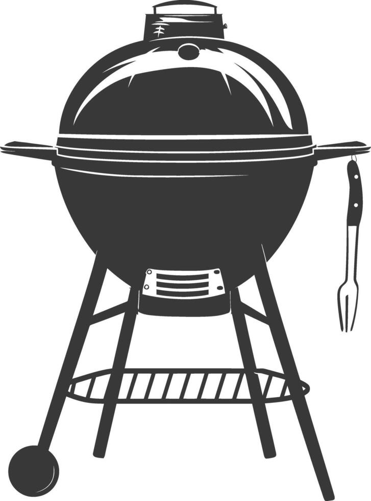 AI generated silhouette a barbecue grill offset smoker top down black color only vector