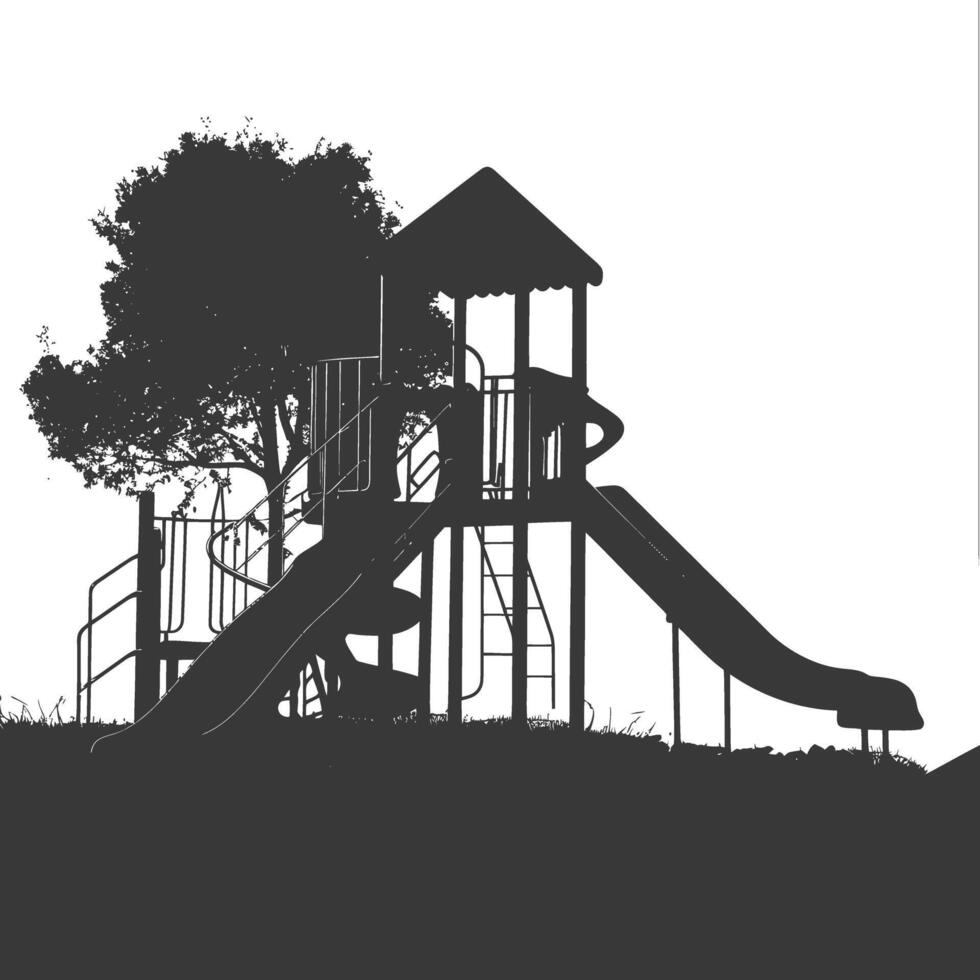 AI generated silhouette abandoned playground black color only vector