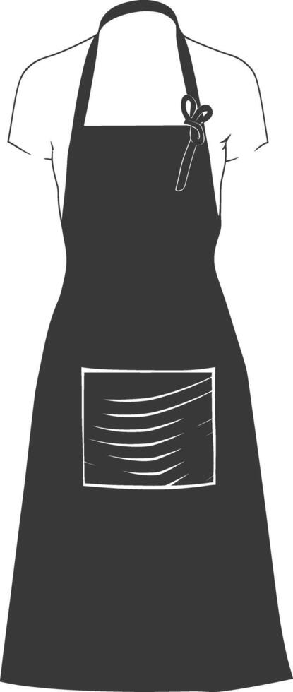 AI generated Silhouette apron kitchen equipment black color only vector