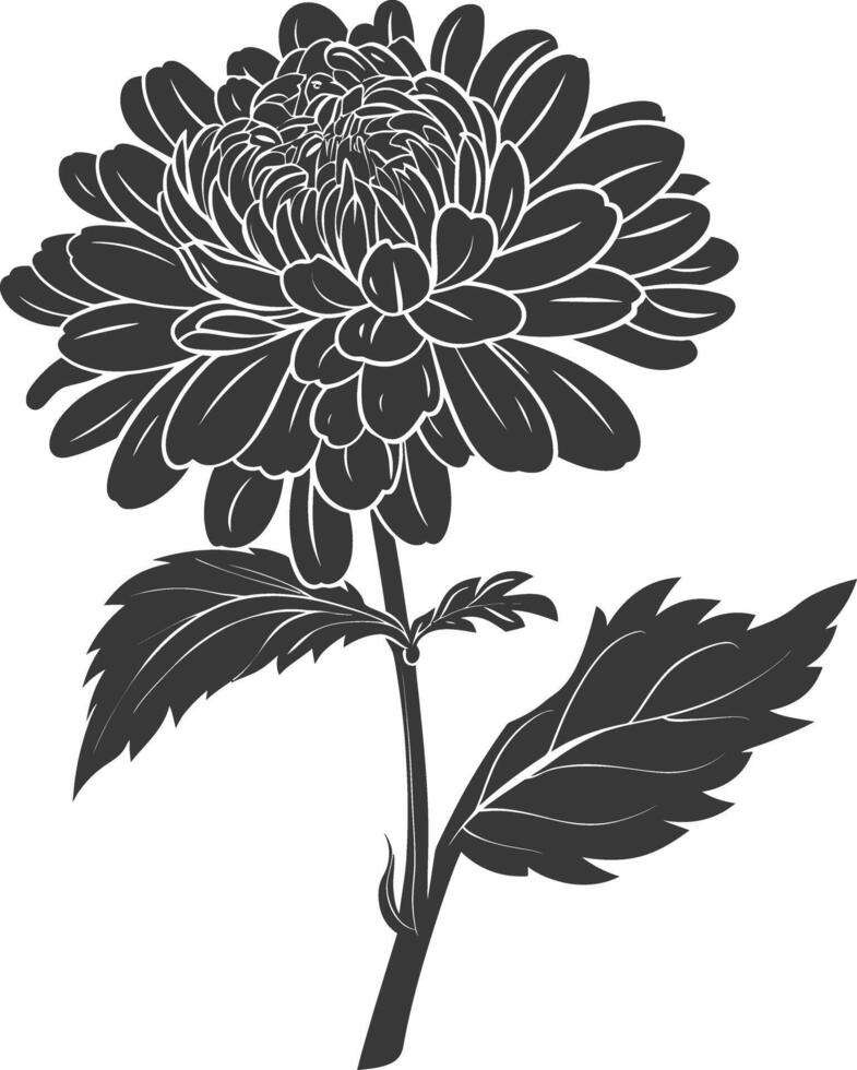 ai generado silueta aster flor negro color solamente vector